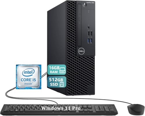 Dell Optiplex 3060 SFF Desktop Computer PC, Intel Core i5-8500, 16GB RAM, 512GB SSD, WiFi, Bluetooth, US QWERTY Tastatur, Windows 11 Pro (Generalüberholt)