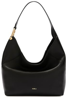 Furla Leder Schultertasche Lara Hobo Bag Nero schwarz