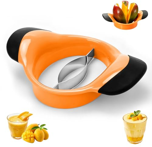 Affettatrice per mango, per dividere e dinocciare il mango, con impugnatura ergonomica in gomma, facile da estrarre e dividere, utilizzato per dividere e dinocciare il mango