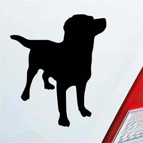 Hellweg Druckerei Autoaufkleber Labrador Labbi Retriever Dog | Sticker Schwarz Glanz ca. 10 x 12 cm freigestellter Aufkleber für Motorrad, Roller, Laptop klebt auf glatten Oberflächen