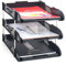 3-Tier Paper Tray - Stackable Desk Organiser Tray - Filing Trays for Letters, Paper, Documents, Magazines, Files - Detachable Frame, Stable Base, Easy Assembly - Desk Accessories - Black