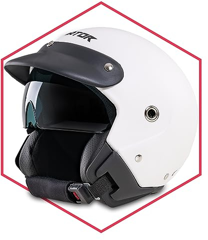 Saferide | Motorradhelm Mit Sonnenblende Matt Weiß L - 59-60 cm Rollerhelm Quadhelm Damen Herren Roller Regenschutz Jugendliche Schutzhelm Sturzhelm Erwachsene Moped Motorrad Mofa