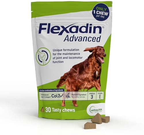 Flexadin Advanced Joint Care Supplement for Dogs containing Undenatured Type II Collagen,Boswellia serrata, Omega 3 & Vitamin E | 30 chews
