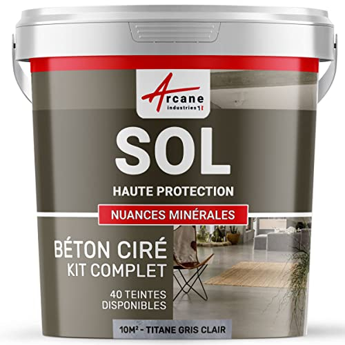 Béton ciré sol en kit, primaire et vernis de finition inclus - 10 m² (en 2 couches) Titane Gris Clair - ARCANE INDUSTRIES