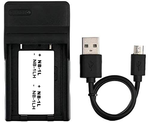 NB-1L USB Chargeur pour Canon Digital IXUS 300, 320, 330, 400, 430, 500, V, V2, V3, IXY Digital 200, 300, 320, 400, 430, 450, 500, S230, S330, PowerShot S300, S330, S410, S500 Caméra et Plus