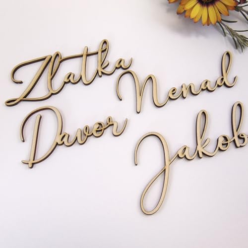 Tischkarten, Place Cards, Laser Cut, Holz, Personalisierte Namensschilder aus Holz, Tischdeko, Namensschilder, Individueller Schriftzug, Namensschild, Türschild, Geschenkidee, Geschenk, Name