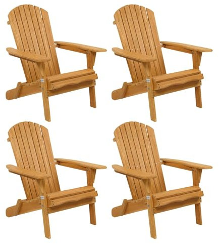VINGLI Folding Adirondack Chairs Set of 4 Clearance Weather Resistant/Lawn Cheap Fire Pit Highwood Lounge Chairs-Patio Furniture Sets for Campfire, Bonfire