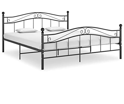 vidaXL Bett mit Lattenrost Metallbett Bettgestell Doppelbett Schlafzimmerbett Ehebett Bettrahmen Schlafzimmermöbel Schwarz Metall 160x200cm