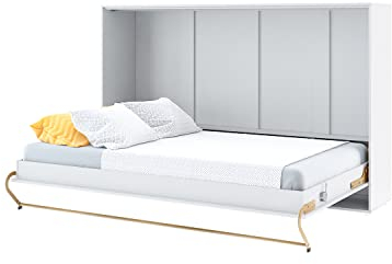 MEBLINI Schrankbett Concept Pro - Wandbett mit Lattenrost - Schrank mit Klappbett - Wandklappbett - Murphy Bed - Bettschrank - CP-05-120x200cm Horizontal - Weiß Matt