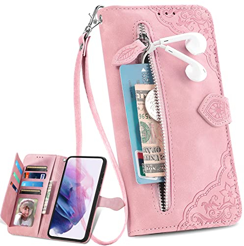 BAILI Handyhülle für Vivo Y72 5G Hülle, Reißverschluss Tasche Flip Handytasche für Vivo Y72 5G Case