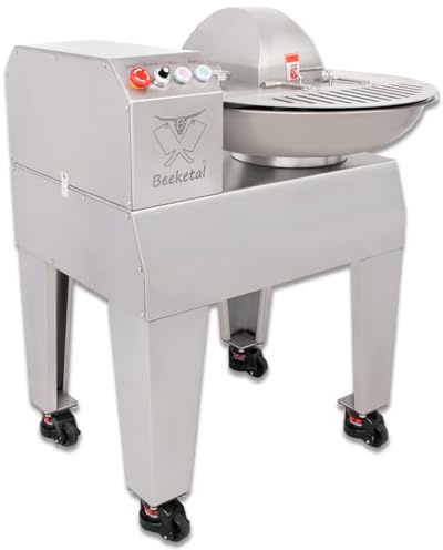 Beeketal Standkutter BFK-30 | 20 Liter & 1800 Watt | Profi Fleischkutter Edelstahl | Geschwindigkeit regelbar | Inkl. Thermometer & Rollen | Wurstkutter für 15kg Brät