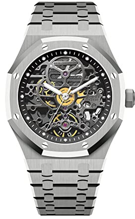 Redhai Automatische mechanische Armbanduhr, Skelett, Edelstahl, 50 m, wasserdicht, stoßfest, lässig, Taucher, Herren-Armbanduhr, Sterlingsilber, Chronograph, Analog, Business, Freizeit, Mode,