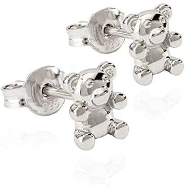 NKlaus Paar kleine Ohrstecker Teddy 925 Silber anlaufgeschützt poliert 7x6mm Ohrringe
