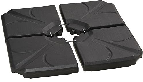 Outsunny Lot de 4 lestages pour parasols Dalles de Parasol déporté carré polyéthylène - À remplir d'eau ou de Sable jusqu'à 56/72 kg - 103 x 103 x 8,3 cm Noir