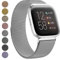 Oumida Armband für Fitbit Versa 2 Armband/Fitbit Versa Armband/Fitbit Versa Lite Armband für Damen Herren, Prämie Edelstahl Metall Ersatzarmband Armbänder mit Starker Magnet, Klein Silber