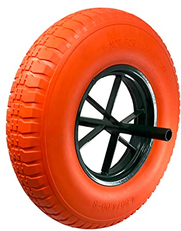 KELI - Roue Increvable, Diamètre 400mm, Axe 20mm, Charge Max. 250KG (550 lbs), Ultra Résistante, Idéal pour Brouette (Orange)
