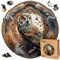 LEOGOR Whimsical Owl Haven – Holzpuzzle Erwachsene Eule, 200 Teile – 30,5 × 30,1 cm – 5 mm Dickes Holz, handgeformte Teile, rundes Mosaikdesign – Magisches Holz Puzzle für Puzzle-Liebhaber