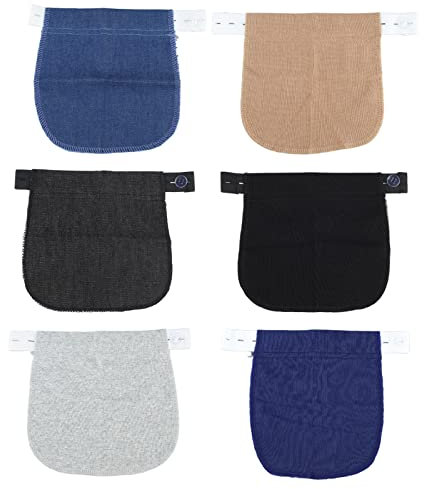 Lot De 6 Rallonges De Pantalon De Maternité Réglables avec Bouton, Rallonges De Taille en Tissu Nylon, Rallonge De Ceinture élastique, Pantalon De Grossesse pour Femme Enceinte