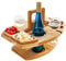 Low Table, Picnic Table Portable Detachable Wine Table with 2 Wine Glasses Holder Stylish Wooden Mini Snack Tray for Wine Lovers Outdoors Events, Beach, Camping