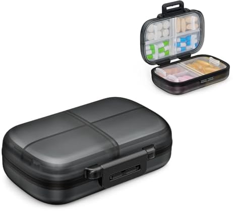 AUVON Portapillole Settimanale, 1 Confezione con Scatola per porta pastiglie settimanale Portatile e Sistema di Chiusura Ergonomico, porta pillole da Viaggio Compatto con 7 Scomparti Profondi
