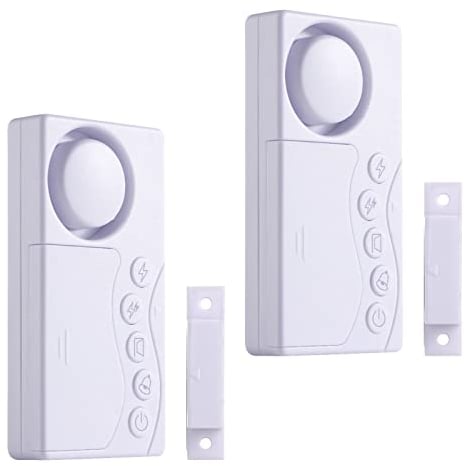 2 Pcs Door Alarm Sensor, Wireless Fridge Alarm Window Door Open Alarm, 3/15/30/60 Seconds Adjustable Delay Mini Window Alarm Sensors for Fridge Doors, Freezer Doors, Windows, Garage, Flat Doors