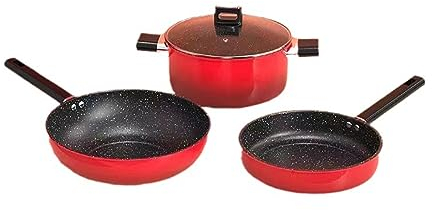 BONOOL Juego de ollas de Tres Piezas para Cocina Diaria, Wok, sartén, Kit de Utensilios de Cocina para Sopa.