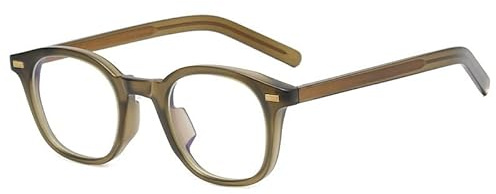PARWANA Lunettes de Lecture Rondes Anti-UV Classiques, Verres de personnalité, Blocage de la lumière Bleue, lecteurs d'ordinateur, Miroir Ovale à lumière Plate (Color : Green, Size : +300)
