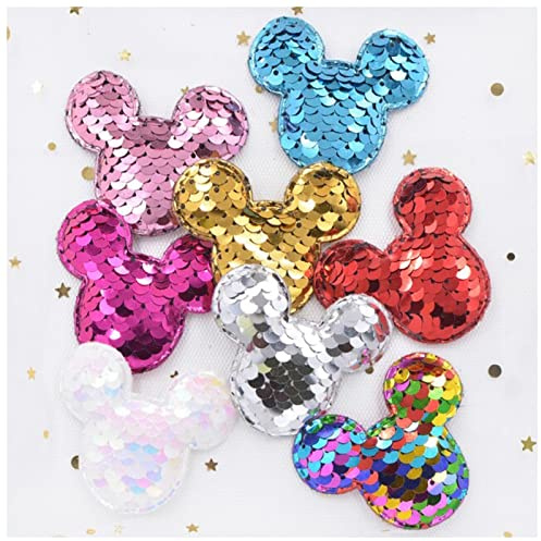 DUnLap Bügelflicken 16 stücke Glitter Pailletten Stoff Maus Gepolsterte Patches Maus Appliques for DIY. Handwerker Kleidung Hüte Haarnadel Ornament Zubehör Flicken Zum Aufbügeln (Size : Mixed)
