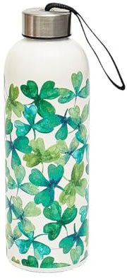 Eco Chic Reusable Thermal Bottle Stainless Steel Leakproof Insulated Water Bottle (Shamrocks Beige)