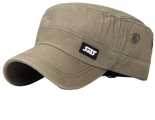 yeeplant Unisex Baumwolle Klassische Kappe Verstellbar Vintage Kadett Hut Atmungsaktiv Army Flat Top Mode Waschbar Casual Cap, armee-grün, 2