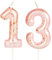 Hongplus Pink Gold Number 13 Candles, 13 Birthday Candle,Pink Happy Birthday Candles for Cake, Barbie Cake Topper Decorations for Girls Women Her 13th Birthday Party Decorations Supplies Favor Gift