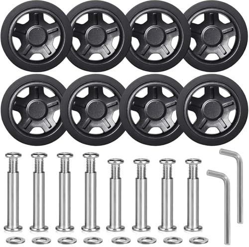Ersatzräder für Gepäck, Koffer, Ersatzräder, verschleißfest, stumm, Gummi, Lenkrollen, Reparatur-Set (schwarz, 50 mm, 8 Stück)