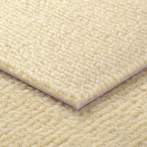 Livelynine 16-Tiles Beige Non Slip Carpet Tiles for Bedrooms 12x12 Inch