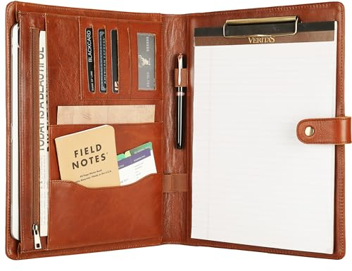 Porte-documents personnalisé en cuir pour homme – Portefeuille d'affaires avec porte-bloc, porte-documents juridique, format lettre A4, cadeau idéal pour affaires et d'entreprise, marron huile