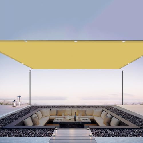 Sonnensegel Rechteckig 260 x 620 cm, Sonnensegel Sonnenschutz Windschutz PES Polyester Sonnenschutz UV Schutz Sonnensegel Balkon mit Ösen Und Befestigungsseile, Sandgelb