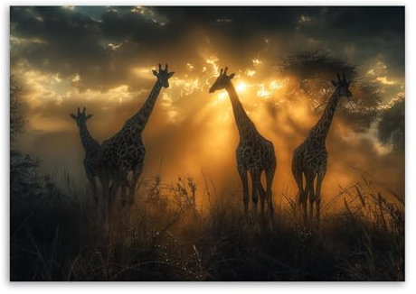 DunPei Zootiermalerei wilde Giraffe Hochwertige Leinwandbilder für eine stilvolle und moderne Wohnkultur-110x140cm Ungerahmt