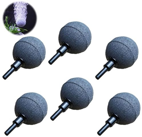Ktnyl 6 Pièces Diffuseur Bulle Aquarium, Pierre d'air, Pierre à Bulles Nano, Aquarium Oxygen Stone, Tuyau Connectable 4mm/8mm, pour ÉTangs, Réservoirs à Poissons, Pompes à Air, Hydroponique