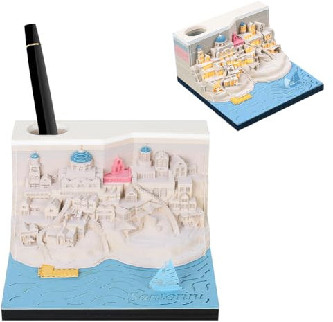 LOMUG 3D-Notizblock, 3D Notizblock Papier Schnitzen Geschenk, 2025 Tischkalender-Notizblock, Papierskulptur, 3D Kalender, Tischkalender-Notizblock mit Licht, Kreative Haftnotizen für DIY-Geschenk