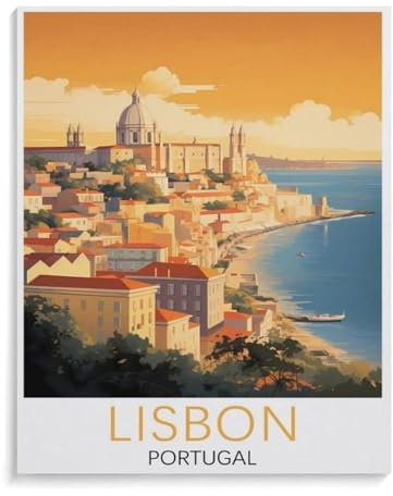 BEAYODKP Peinture au numero pour adulte enfants,Poster de voyage vintage Lisbonne, Portugal,DIY Painting by Numbers numéro Cadeau de Peinture pour Enfant Décorations（50x60cm） 19.6x23.6 pouces-D69
