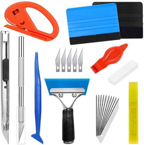 Espátula para Vinilo, CIYIN Rasqueta Vinilo, 23 Piezas Herramientas Película para Coche Kit, para Pegar Papel Pintado, Despegar Papel Pintado o Láminas para Ventanas