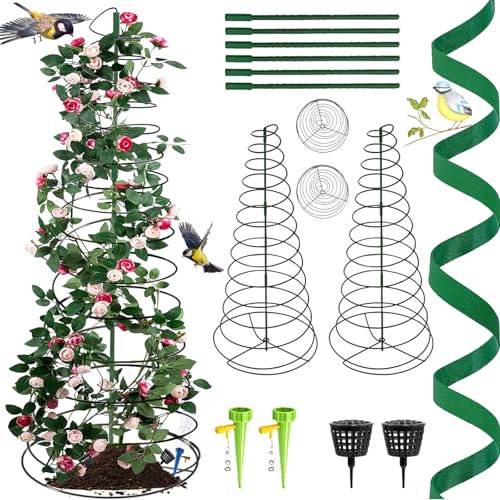Pflanzenspalier, Spiralförmige Gartenspaliere, Pflanzenspalier Metall, Pflanzenstützrahmen für Rosen Blumen und Efeutute Topfpflanzen, Stabiler, Erosionsbeständig und Rostfre Frei einstellbar