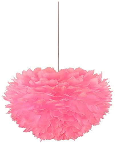 OGLFGLNY Lustre en Plumes de créativité, Source de lumière, Abat-Jour Moelleux Rose, plafonnier à Hauteur réglable pour Salon, Chambre à Coucher, Chambre de bébé, Lampes suspendues (60 cm)
