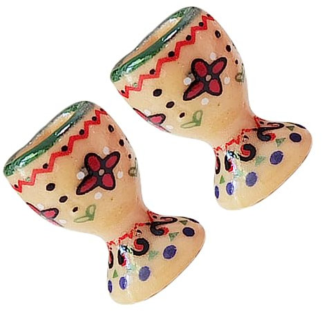 Vaguelly 2pcs Miniature Ceramic Goblet Cups for Dollhouse Decor Yellow and Assorted Colours Desktop Decoration Boys and Girls Toy Easter Mini Egg Cup