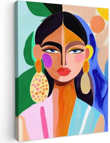 MuchoWow© Impressions sur Toile 60x80 cm Deco Tableau Murale Decoration Salon Peinture Tableaux Chambre Toiles Maison Portrait - Femme - Moderne