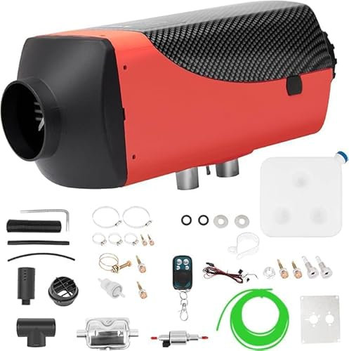 EVGTTI 5KW Standheizung Diesel Luftheizung, 12V Diesel Lufterhitzer, Luft Dieselheizung, Air Diesel Heizung für Wohnmobilanhänger Boote (Rot)