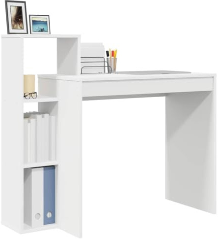 vidaXL Schreibtisch Weiß Holzwerkstoff 100 x 40 x 90 cm | Passt in jeden Raum, Schicke matte weiße Oberfläche, Zwei große Regale für mehr Ordnung
