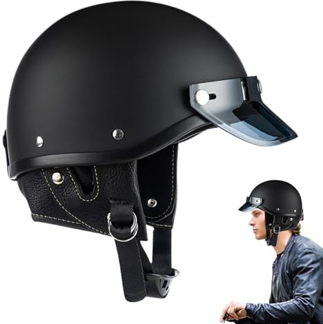 Nexusectar Halbschalen Motorradhelme Für Herren,Halbschalen Helm - Fahrradhelm Mit Sonnenblende Und Schnellverschluss Für Rennsport Baustelle Pendeln Skaten Roller