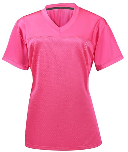 XVNDJ Women’s Blank Football Jersey, Ladies Mesh Athletic Football Shirts, American Football Jerseys for Adults S-2XL (US, Alpha, Medium, Regular, Regular, Pink)