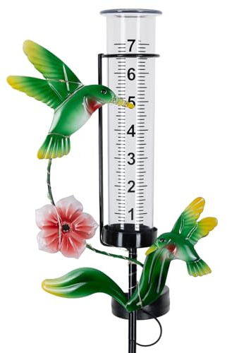 pearlstar Solar Kolibri Regenmesser für Garten, Niederschlagsmesser Garten frostsicher, Solar Regenmesser mit Erdspieß, Deko für draußen Yard und Lawn, Geschenk Gartenliebhaber