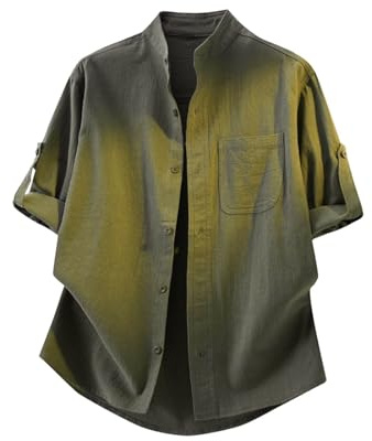 Tee Shirt Homme Chemise Lin T Respirant Tenue Élégant Casual Vetement Coton Chemisette Leger Décontracté Manches Courtes Hawaienne Été Business Plage